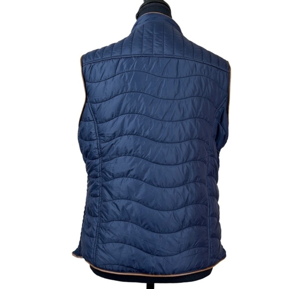 Han Ton Women’s Navy Puffy Full Zip Sherpa Lining Vest Size L - Picture 2 of 7